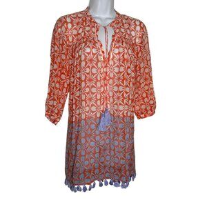 Roller Rabbit Serafina Tassel & Fringed Tunic top size small Floral Coverup